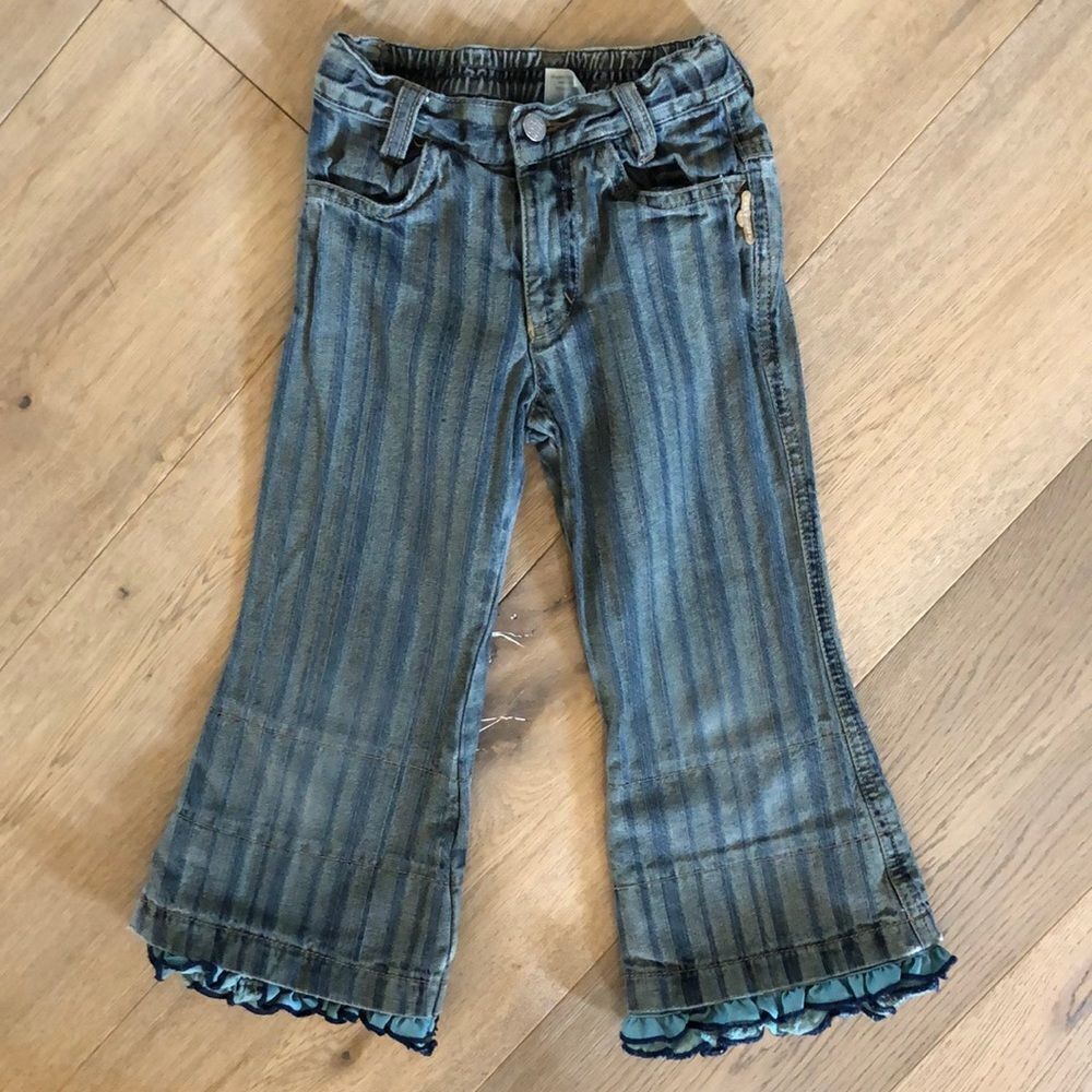 Cakewalk Wide Leg Ruffle Bottom Jeans, Girls 4 - Picture 1 of 7